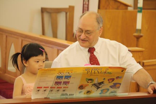 Mr. James and Helen at Spring Recital