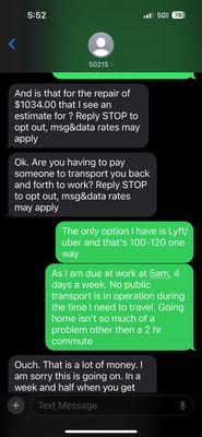 Conversation with the finance associate at carhop