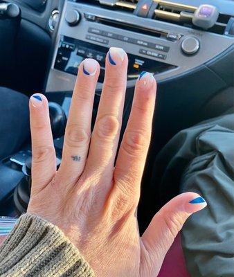 They did my nails exactly like the picture I showed them. Defined going back.