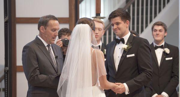 Bride and groom exchange vows