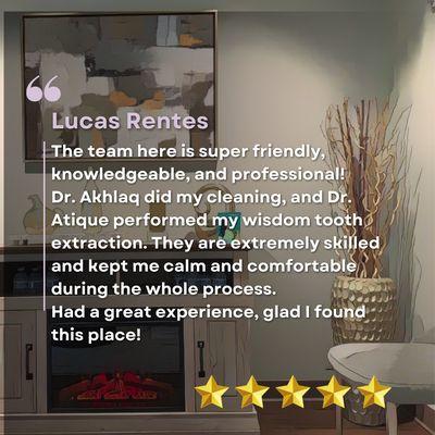 We're so grateful for our amazing patients and their kind words.
Your trust means the world to us!