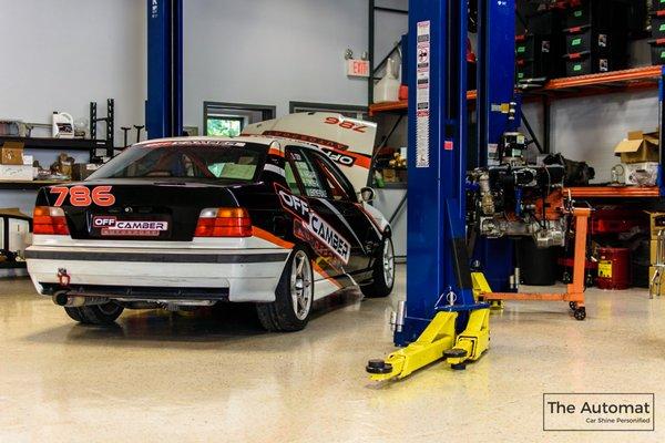 BMW race car.  Vinyl graphics application.