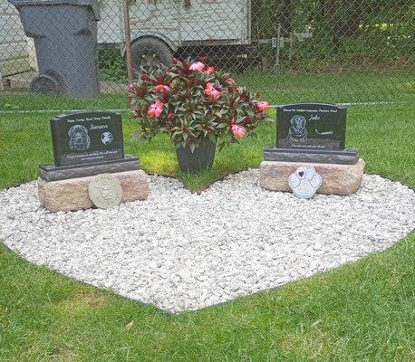 Photo etched granite pet garden memorials