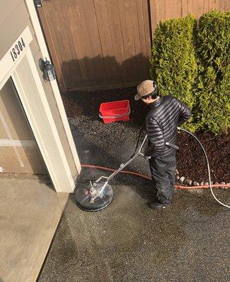 Pressure washing.