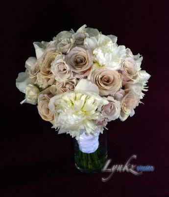 Bride's bouquet from peonies, blush roses and spray roses for Erjona A.