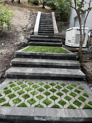 Paver steps with turf