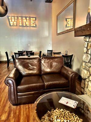 Seats near fireplace