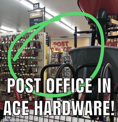 How cool is this?! A post office in Ace Hardware. : )