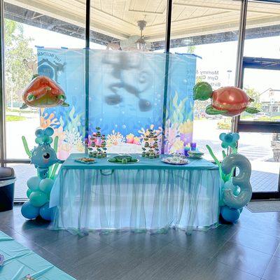 Under The Sea 3 Year Old Birthday Party with Two Balloon Columns