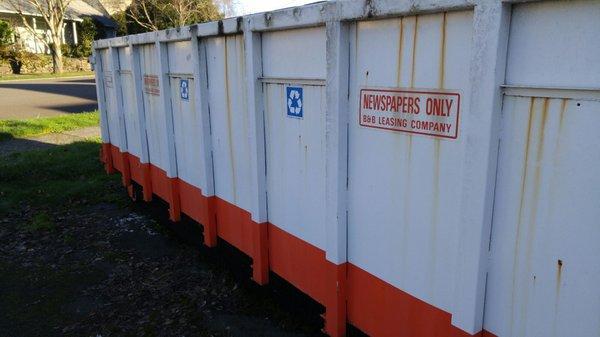 Recycle Your Newspaper Here in the Parking Lot of the church.