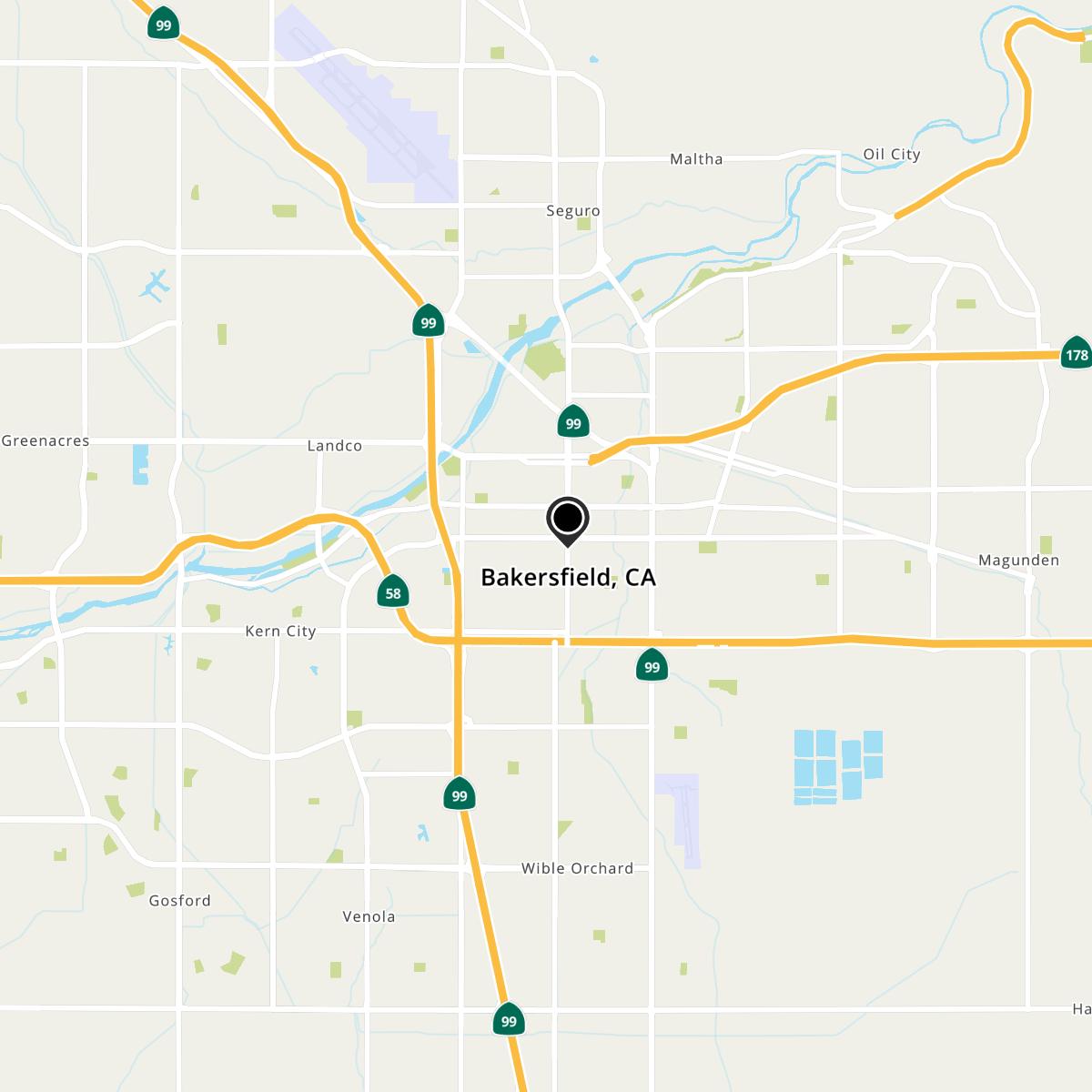 Bakersfield, CA Map