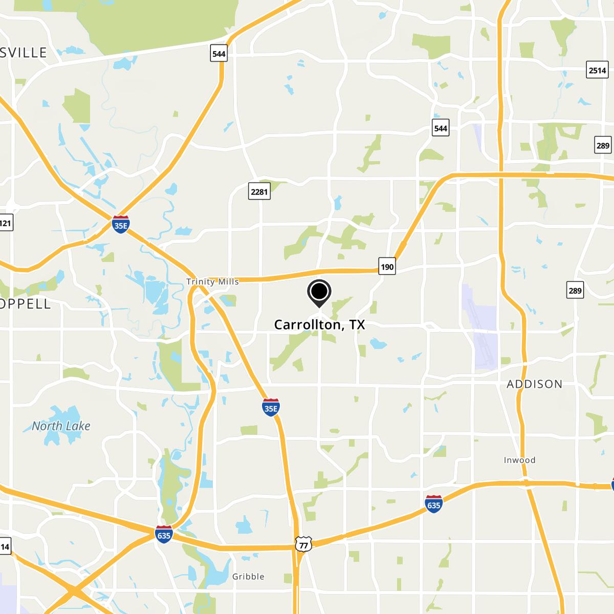 Carrollton, TX Map