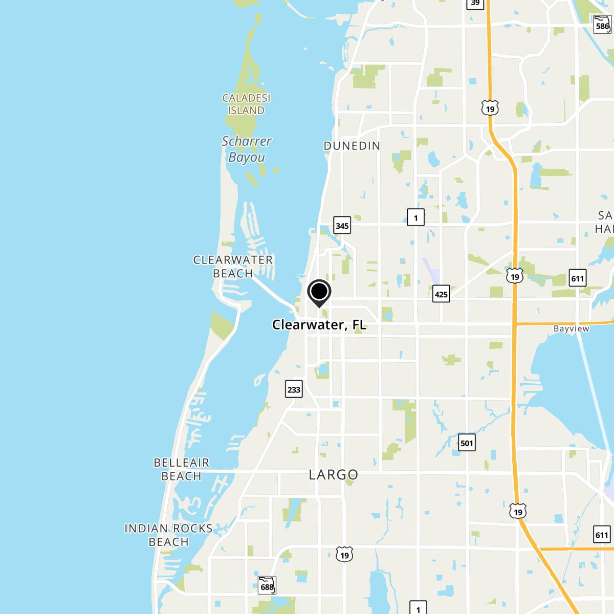 Clearwater, FL Map