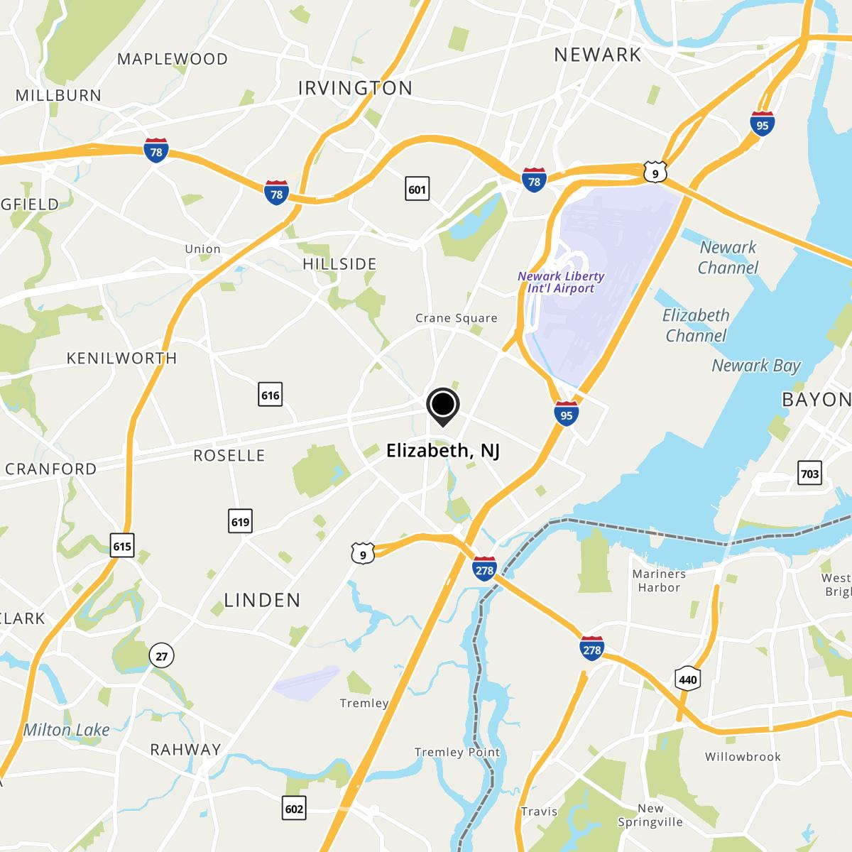Elizabeth, NJ Map