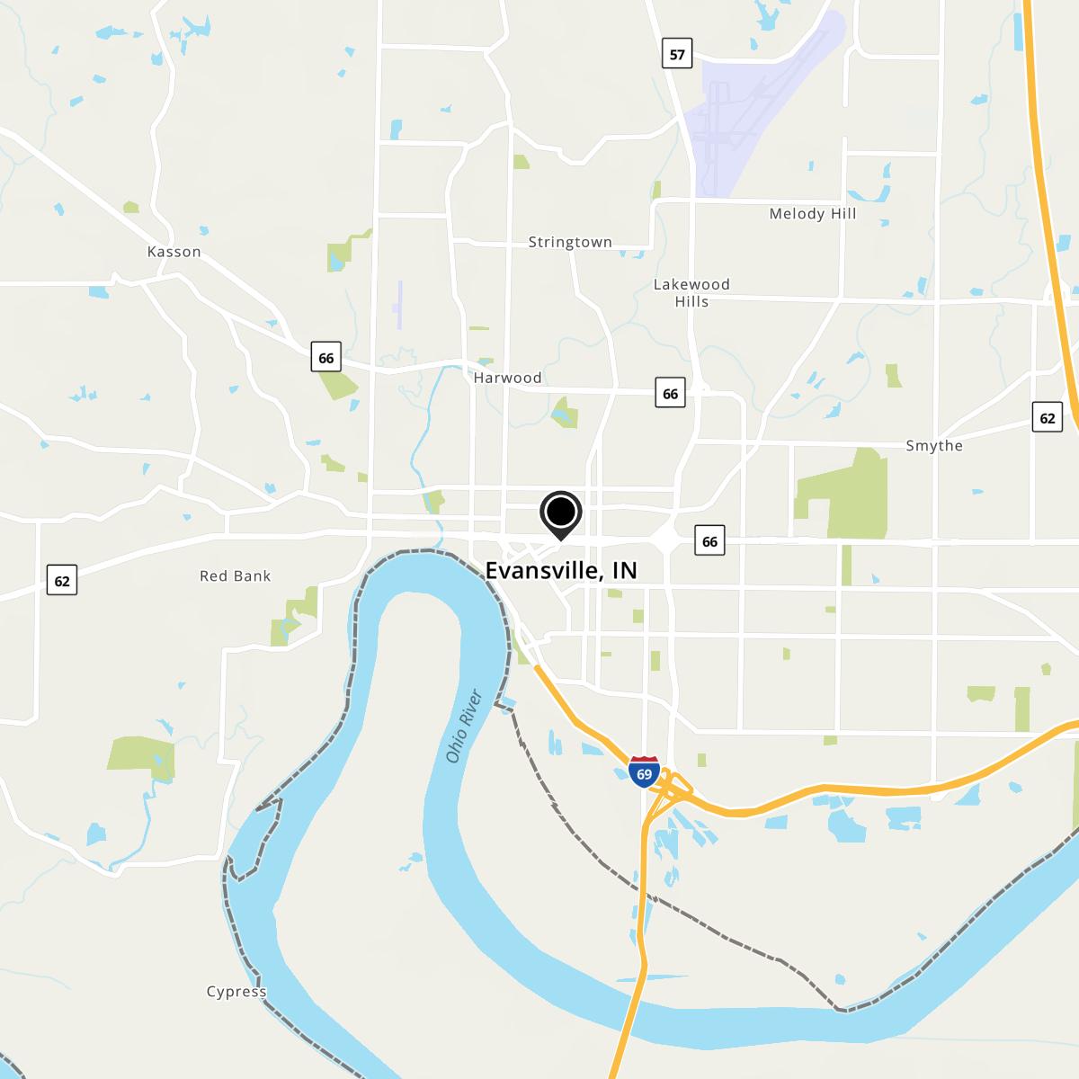 Evansville, IN Map