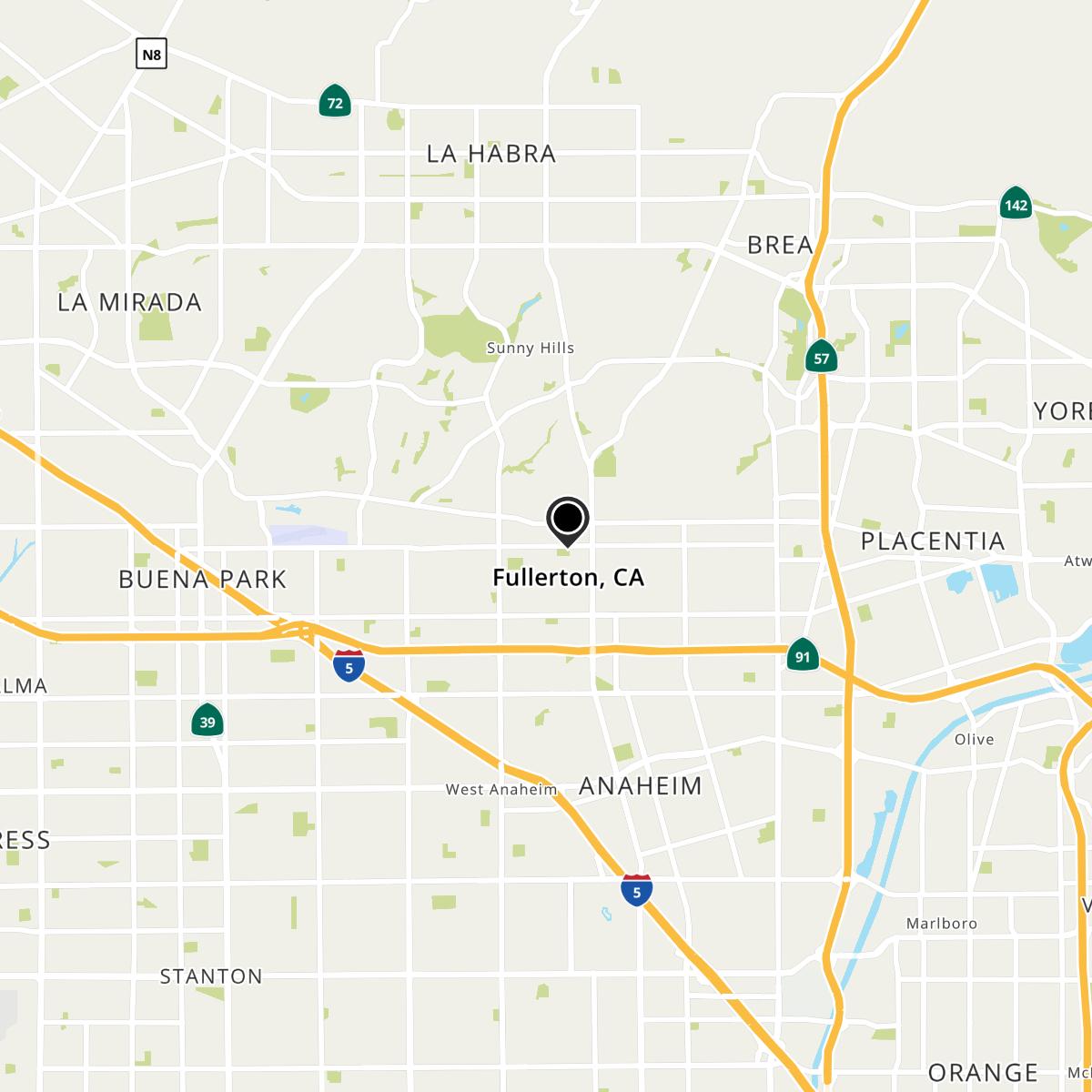 Fullerton, CA Map