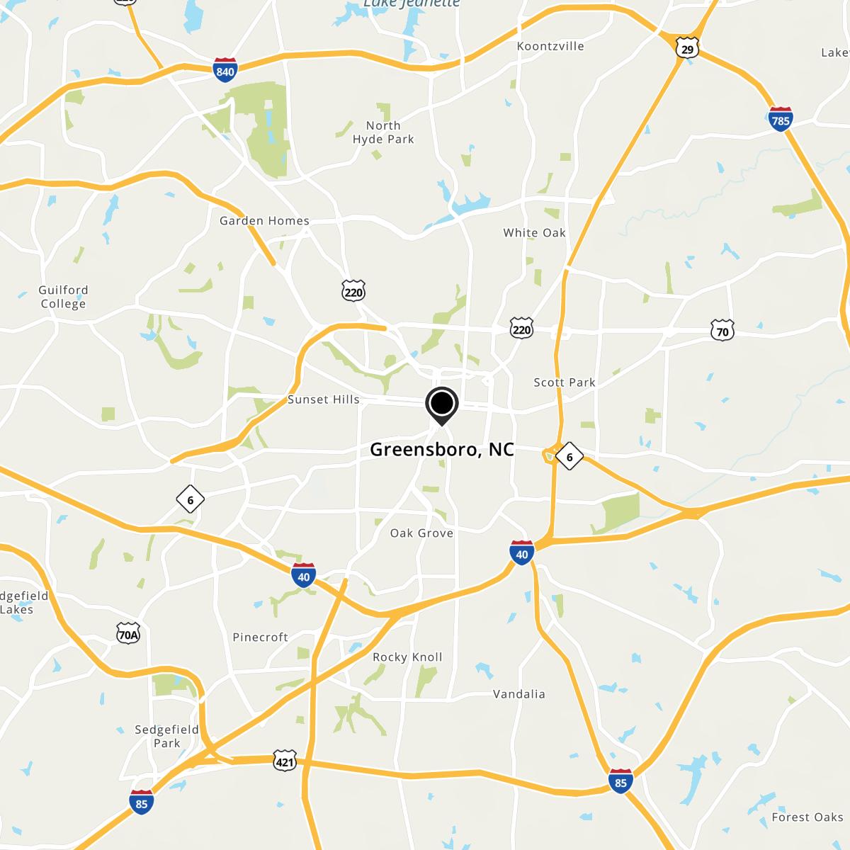 Greensboro, NC Map