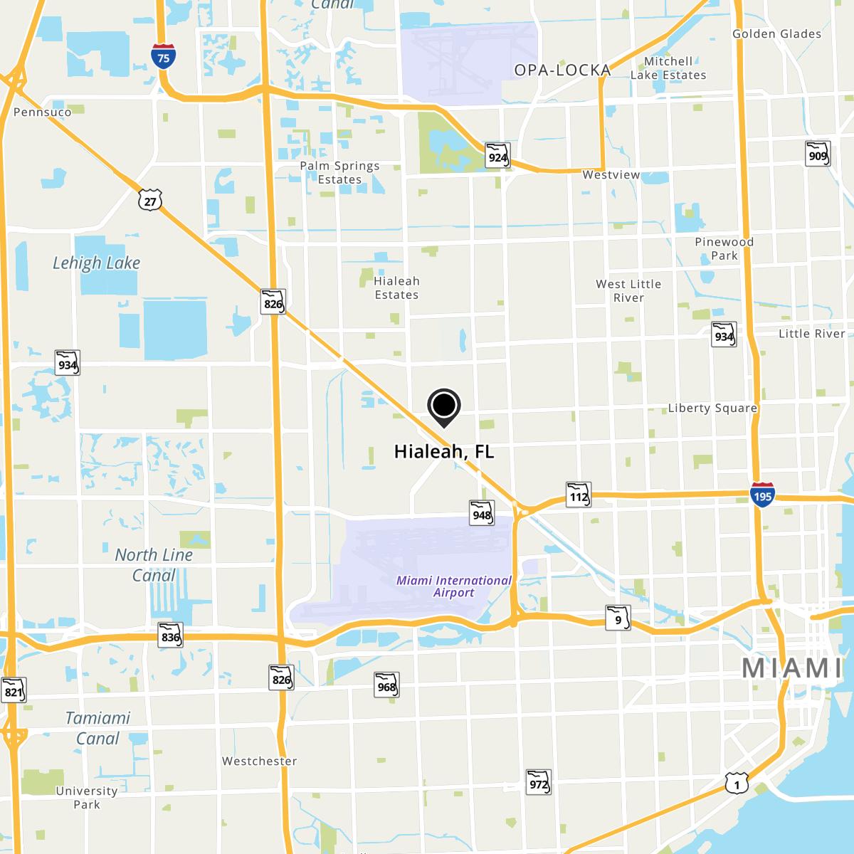 Hialeah, FL Map