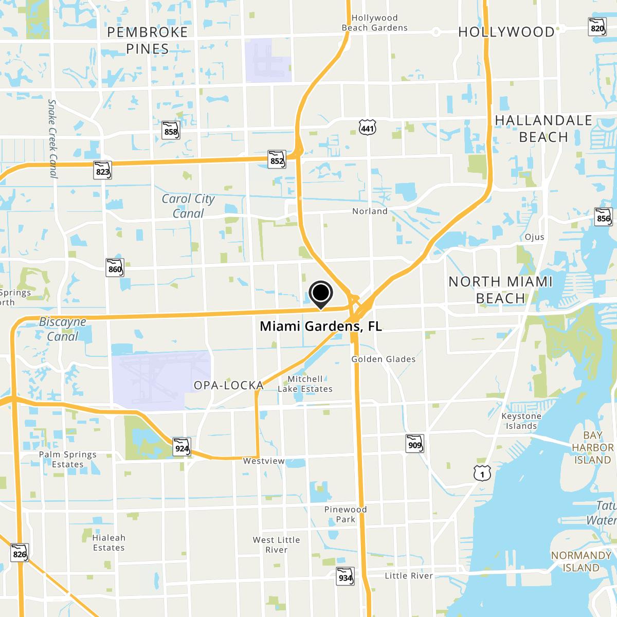 Miami Gardens, FL Map