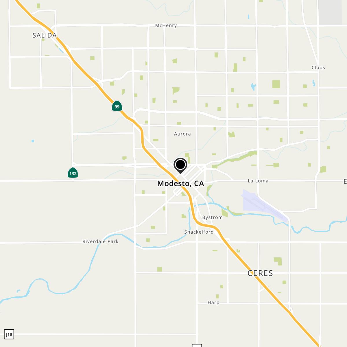 Modesto, CA Map