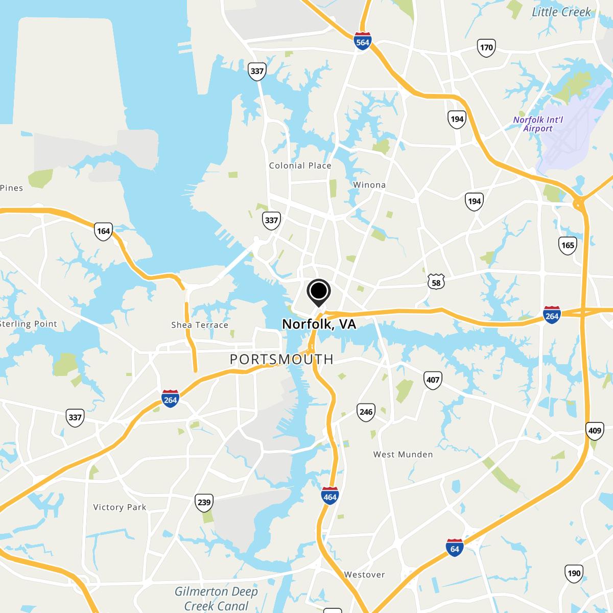 Norfolk, VA Map