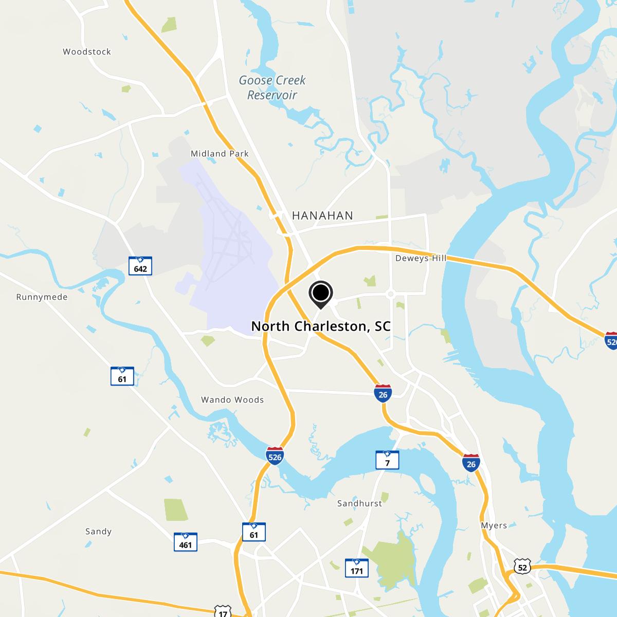 North Charleston, SC Map