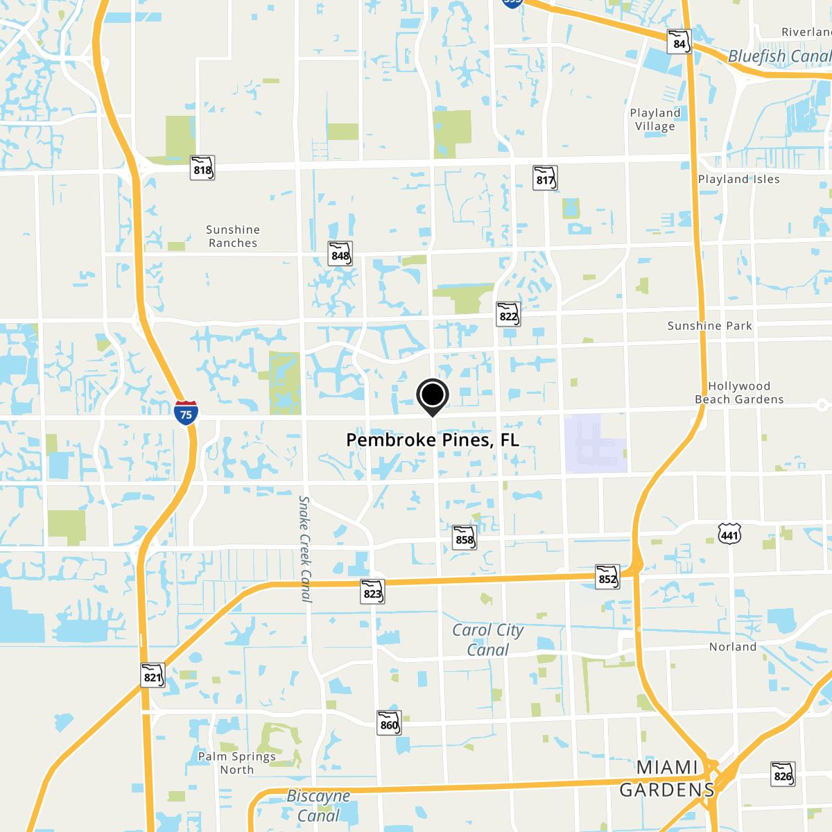 Pembroke Pines, FL Map
