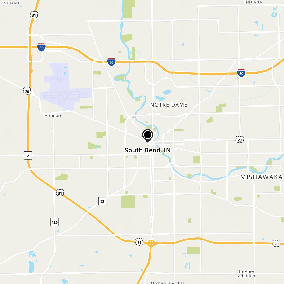 South Bend, IN Map