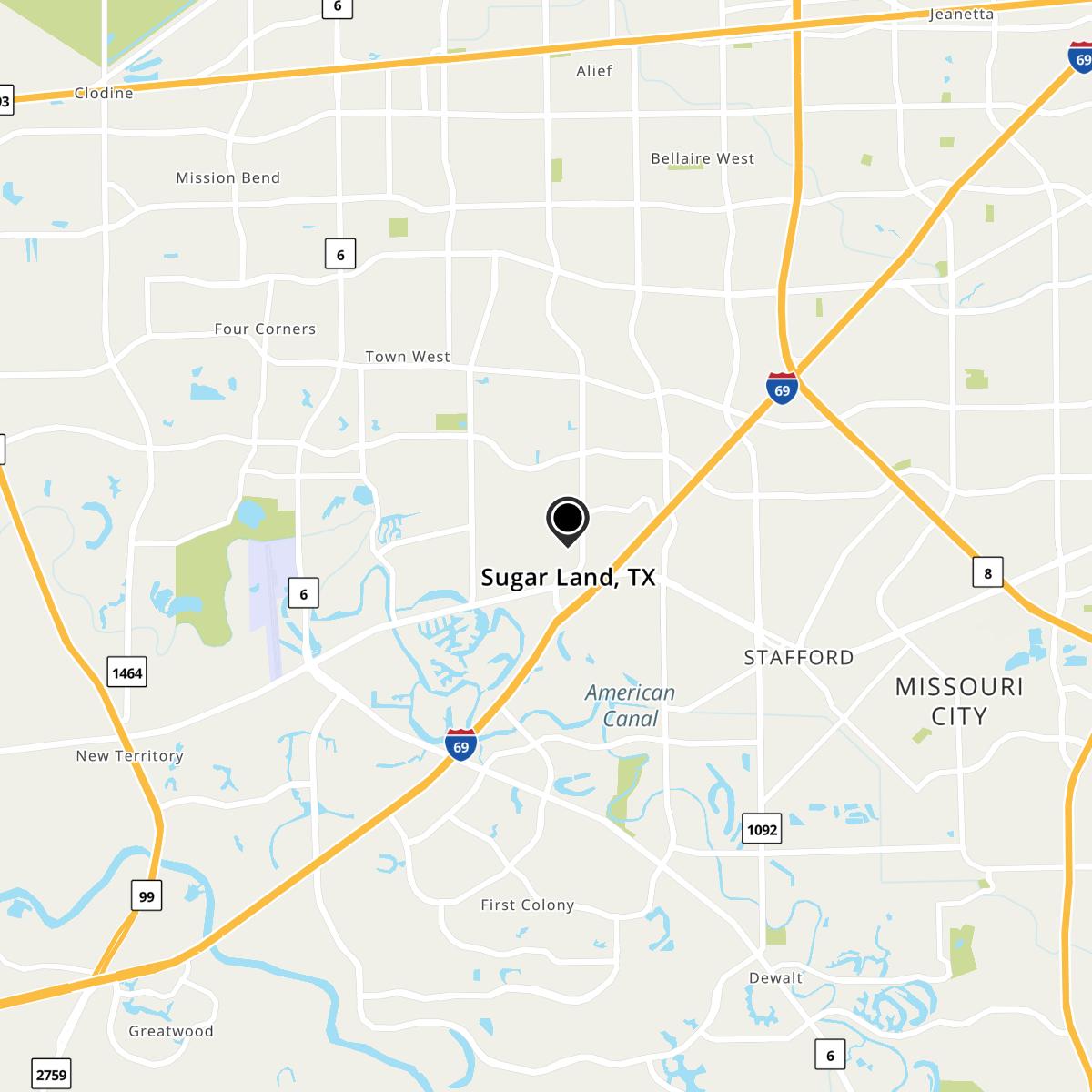 Sugar Land, TX Map