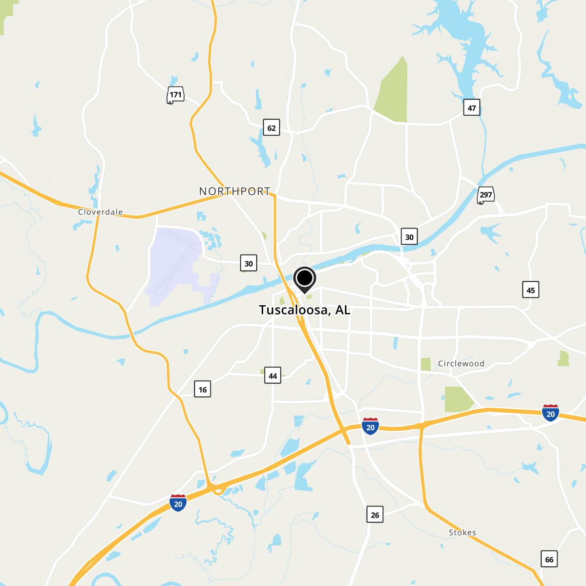 Tuscaloosa, AL Map