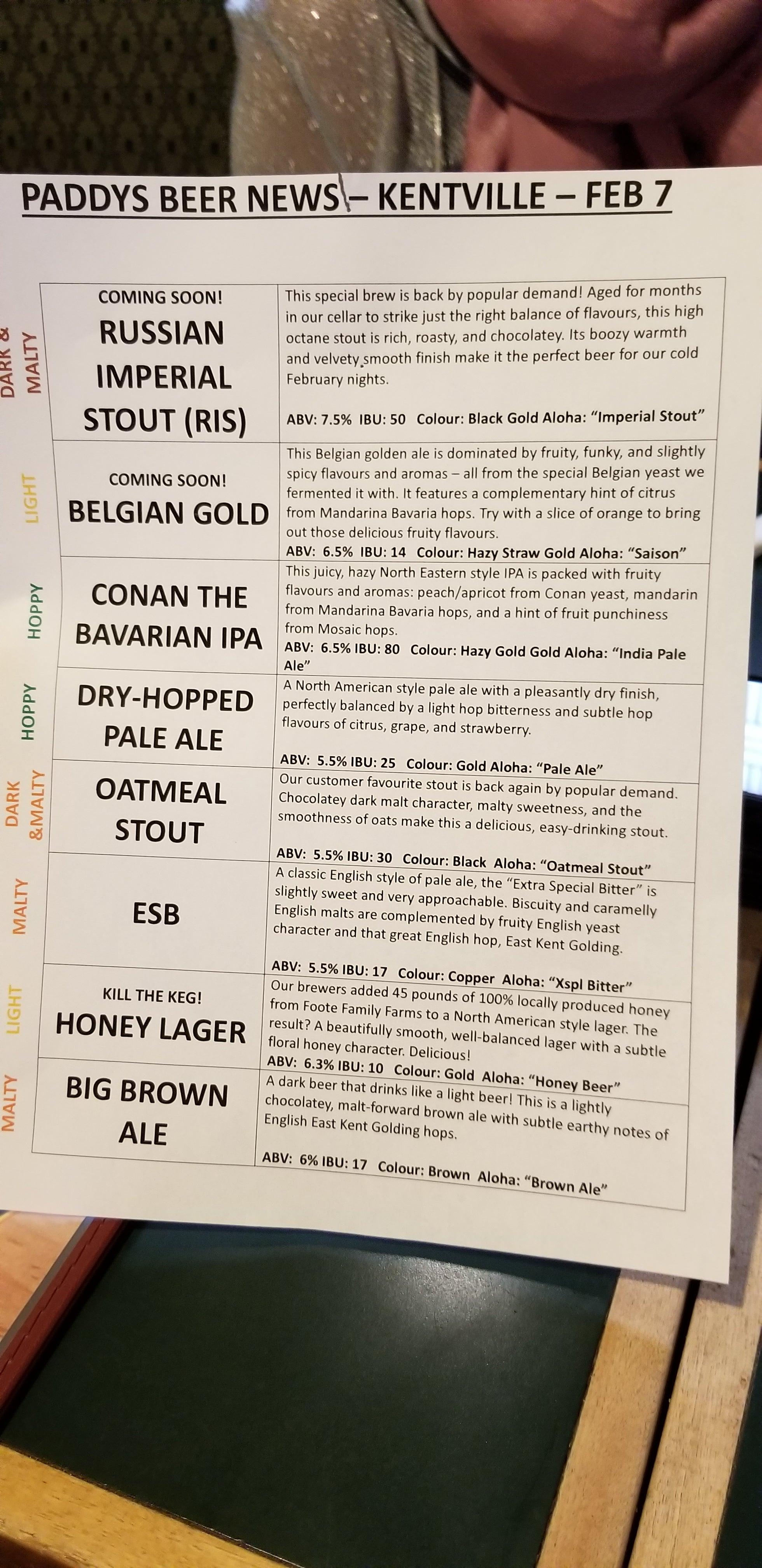 Paddys Irish Brewpub & Rosies Restaurant in Kentville