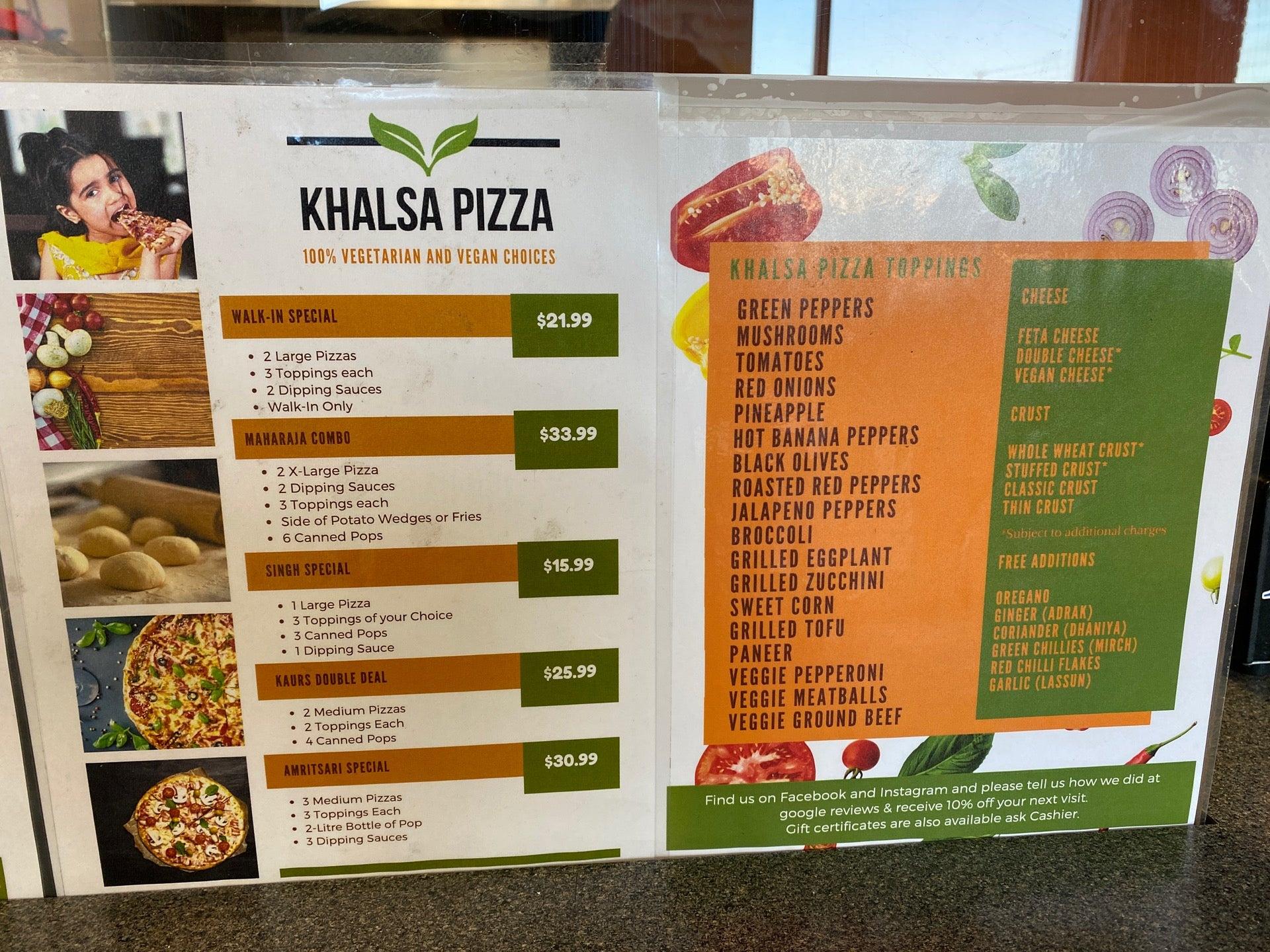 Khalsa Pizza 100% Vegetarian