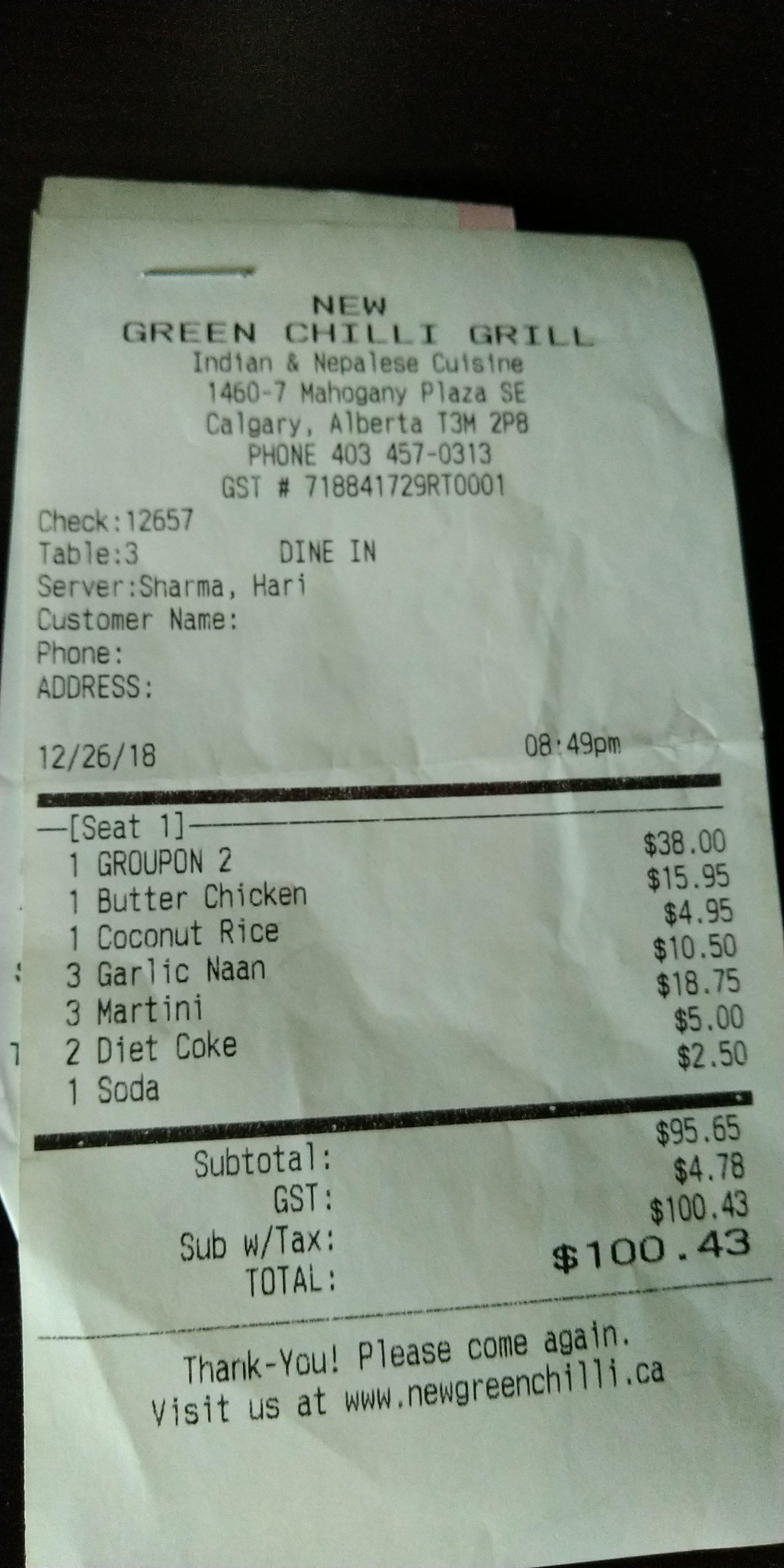 New Green Chilli Grill