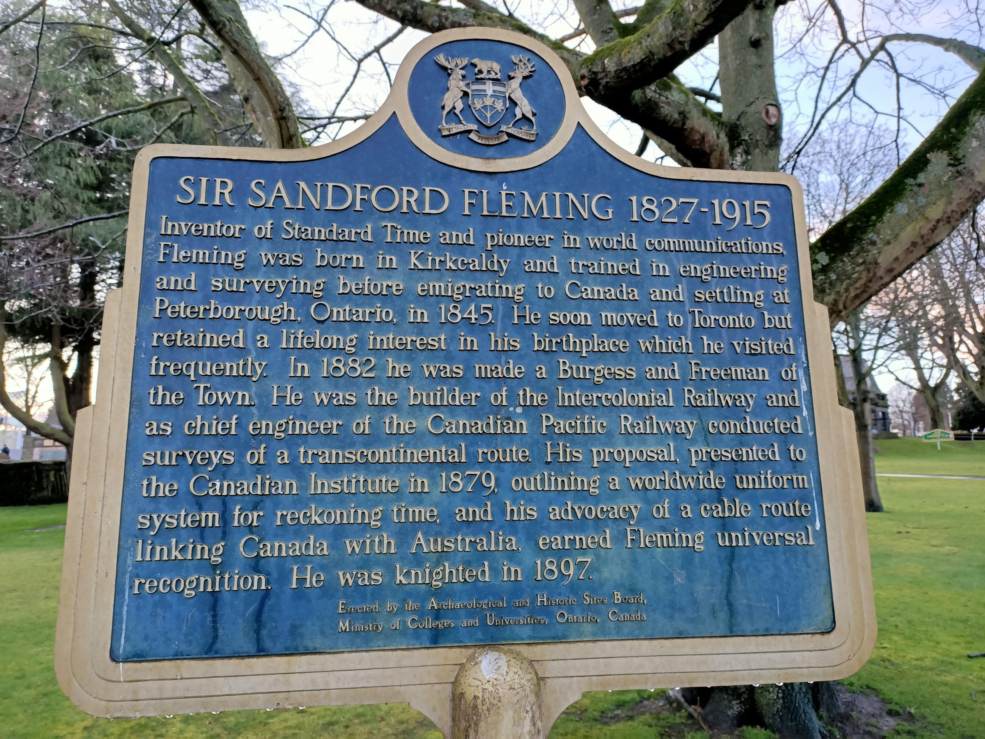 Sir Sandford Fleming Historical Plaque