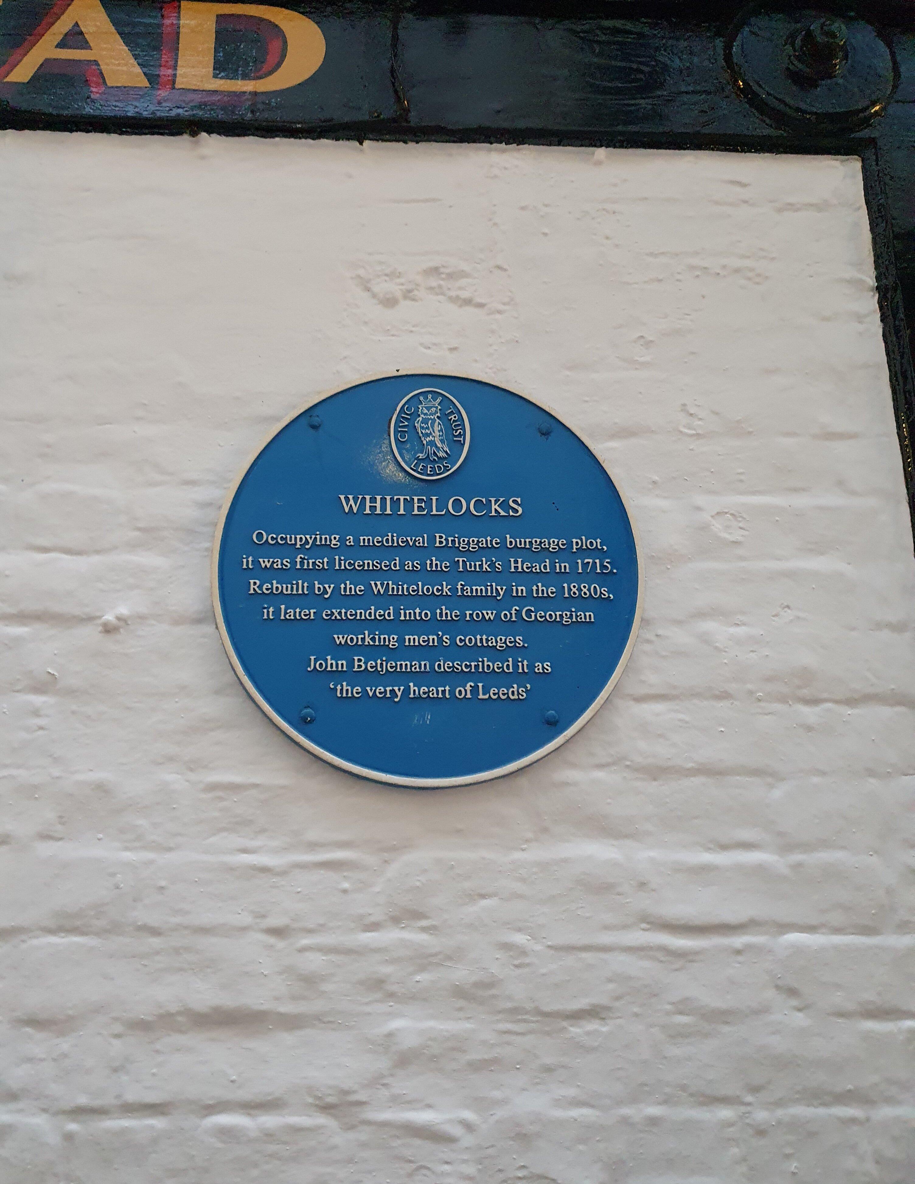 Whitelock's Blue Plaque