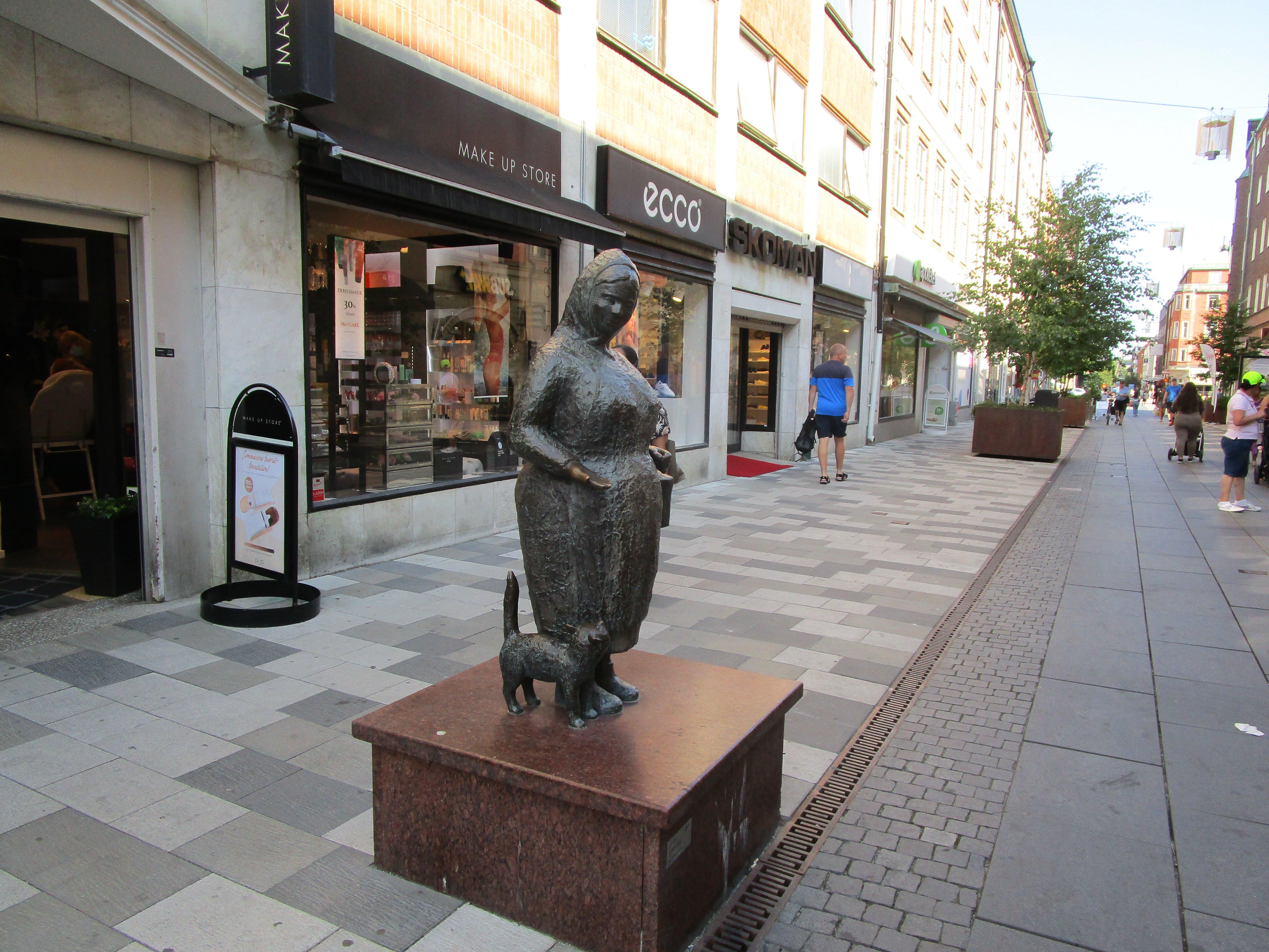 En Liten Gumma Med Sin Katt