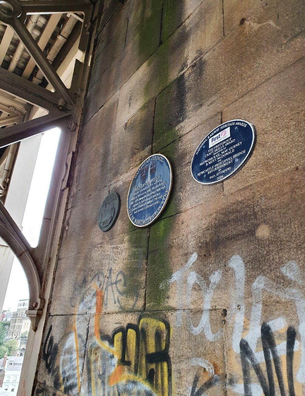 High Level Bridge Lighting Columns Blue Plaque