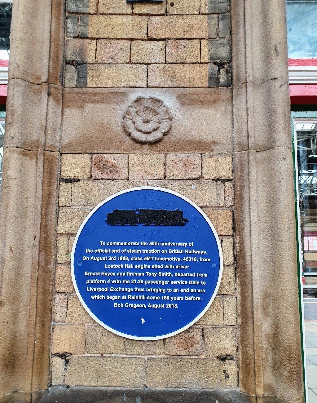 End Of Steam Traction Blue Plaque