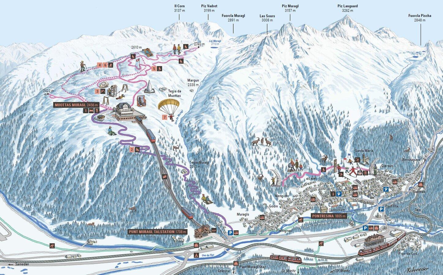 Schlittelweg Muottas Muragl-punt Muragl