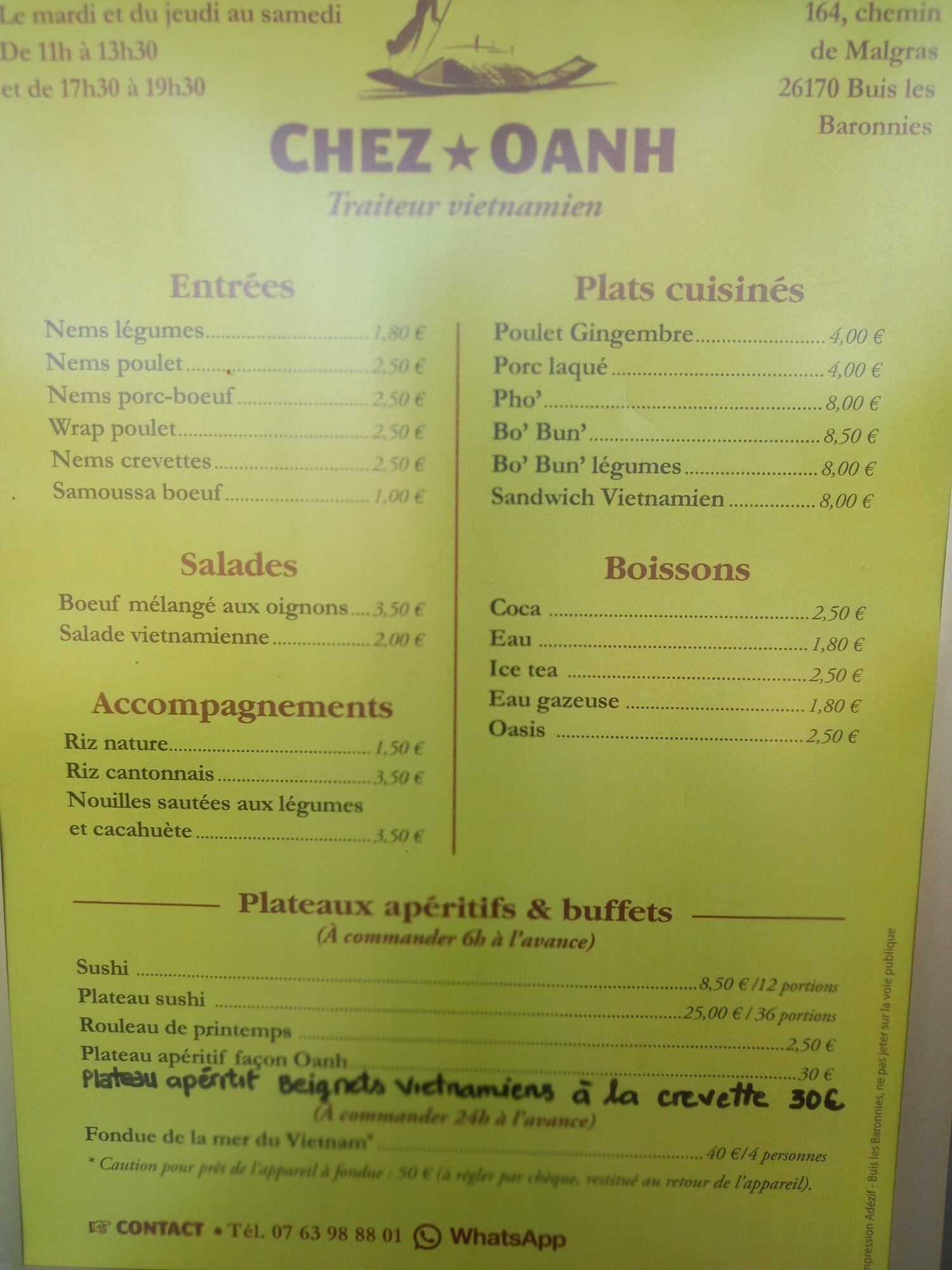 Chez Oanh Traiteur Viêtnamien