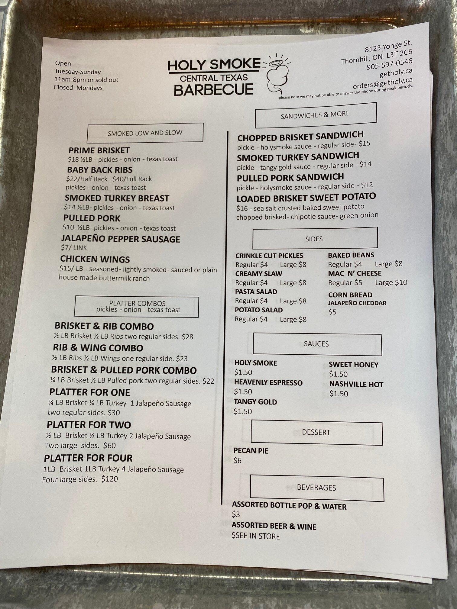 Holy Smoke Central Texas Barbecue