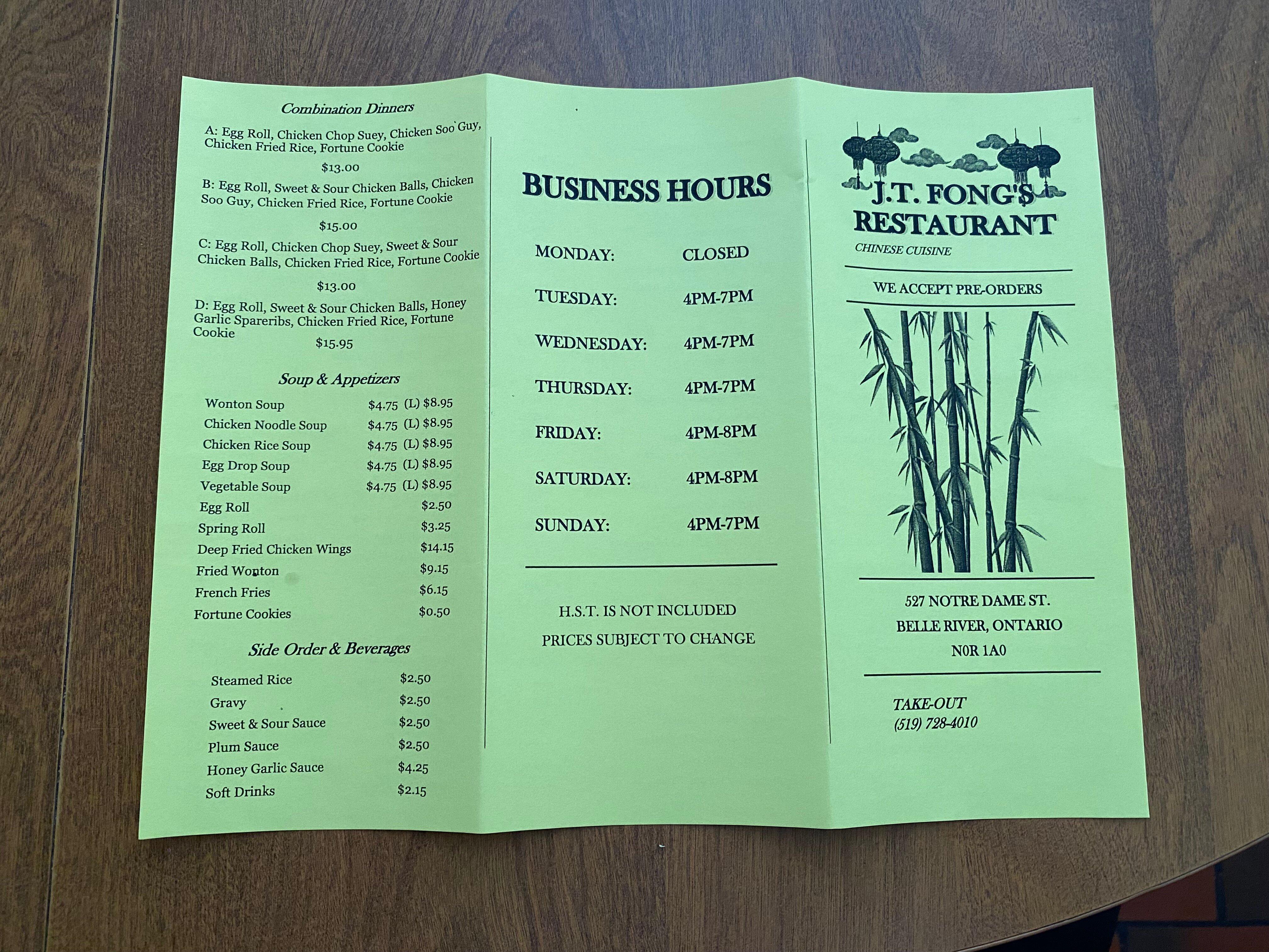 J T Fong's Chinese Restaurant