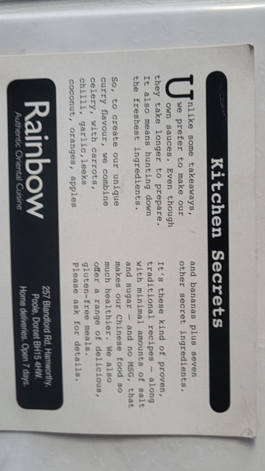 Rainbow Chinese takeaway