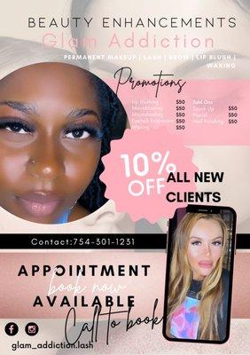 All New Clients Receives 10 % no all services !
