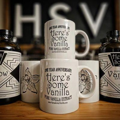 Here's Some Vanilla One Year Anniversary Mugs; https://heressomevanilla.com/store