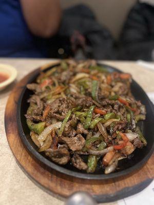 Steak fajitas for two