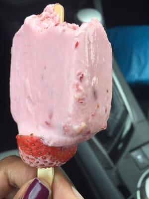 Strawberry ice cream bar - look at the real strawberry pieces!