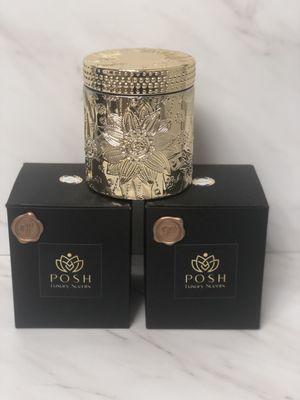 Kiva Luxury Candle collection in Gold. 11 oz luxury scented candle.