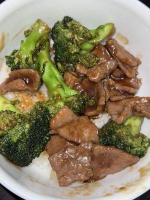 Beef with Beef W. Broccoli Steam Rice