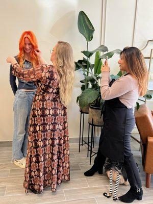 Jordie and Aileen working together on a creative color placement project